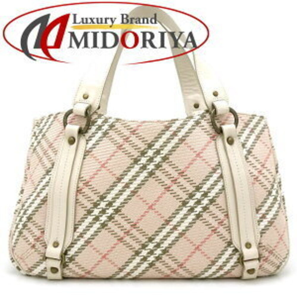 Burberry Blue Label handbag canvas leather tote bag pink